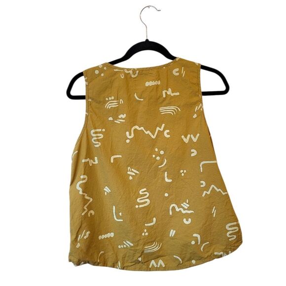 REI Women's Mustard Yellow Abstract Print 100% Cotton Tank Top Size M - Picture 2 of 6